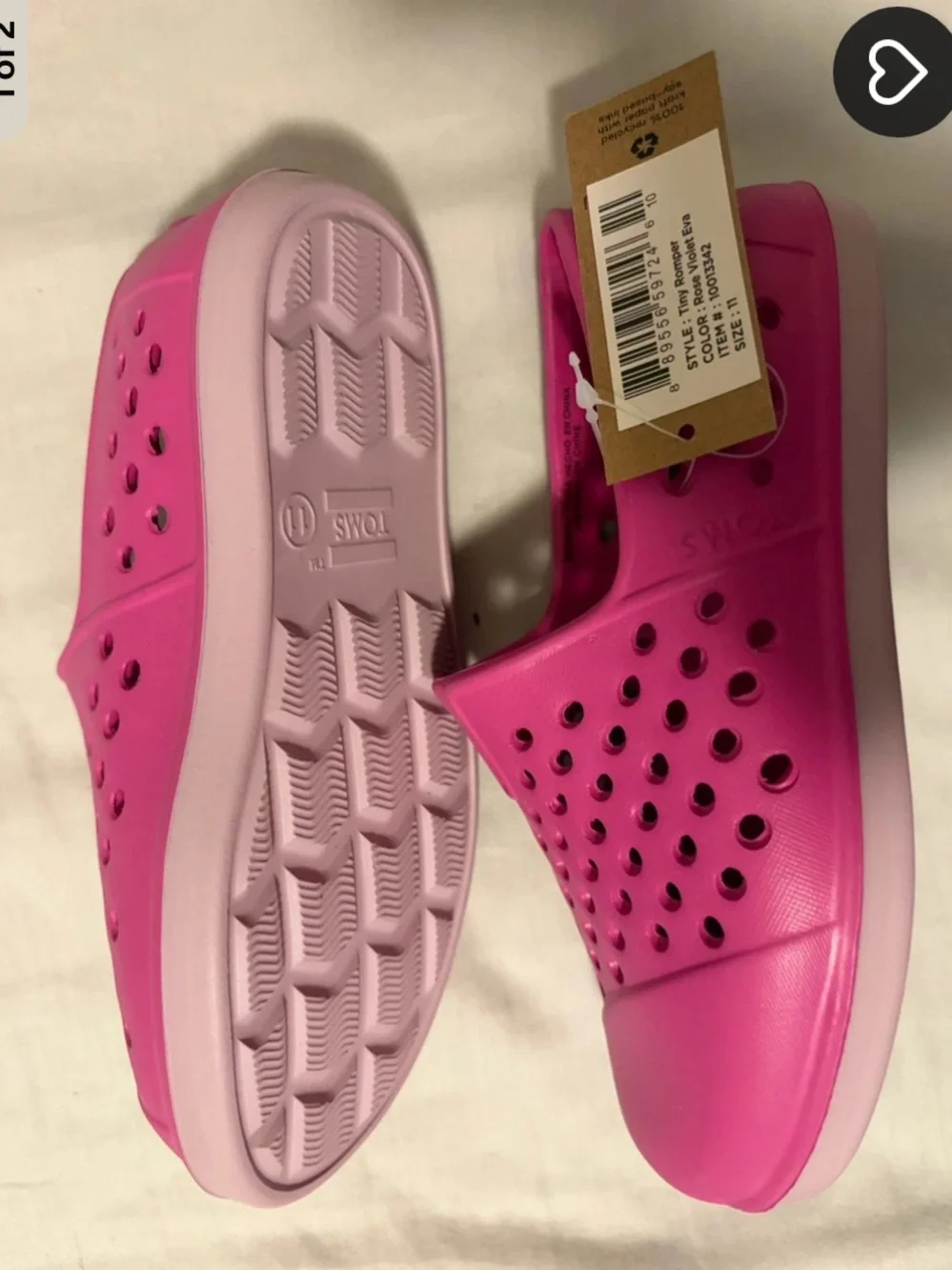 Tom’s Girls Tiny Romper Pink Water Shoes Toms 11